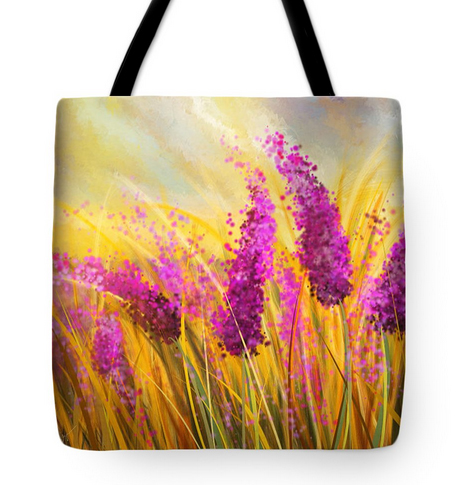 Lavender Flowers Tote Bags