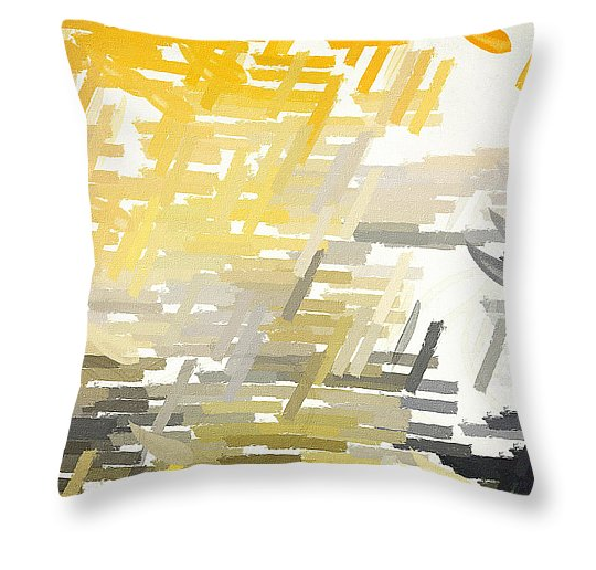 yellow grey and white throw pillows