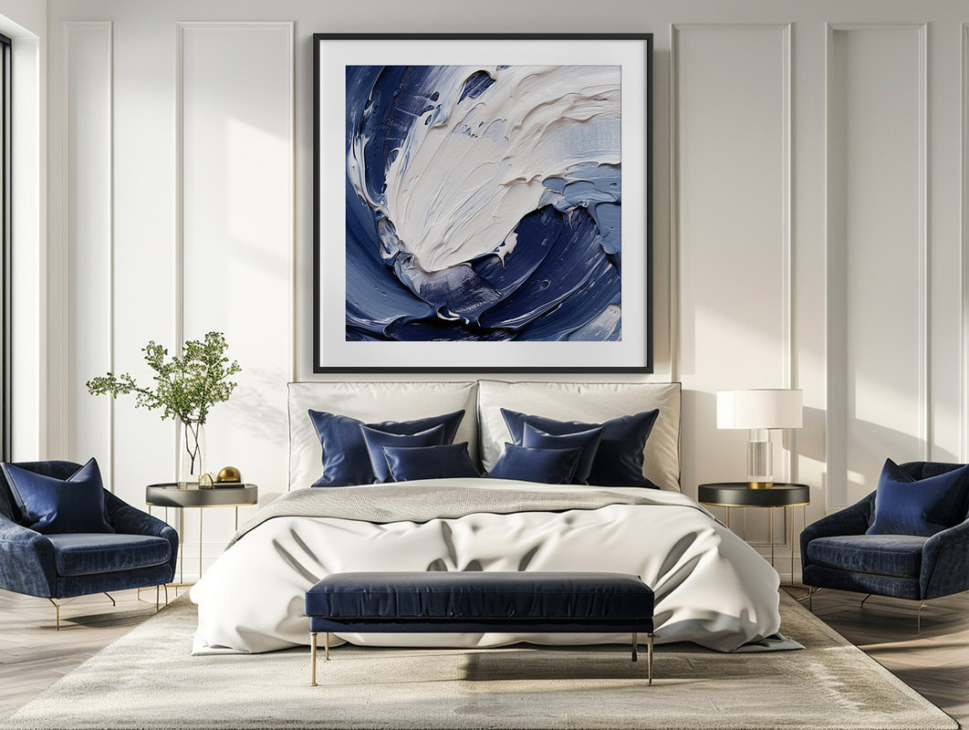 Modern coastal decor - Navy blue art