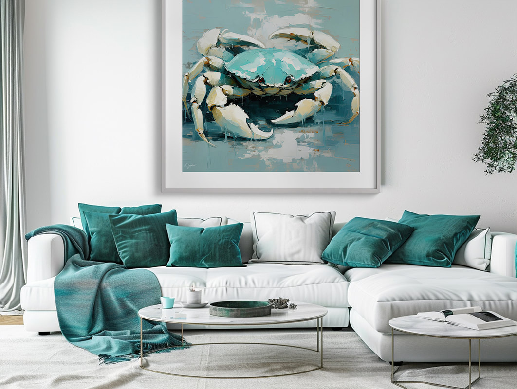 Crab Art -Playful starfish & crabs in modern art: Coastal charm for contemporary homes.
