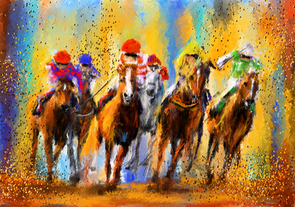 Colorful Horse Racing Art