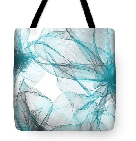 Turquoise and Gray Tote Bags
