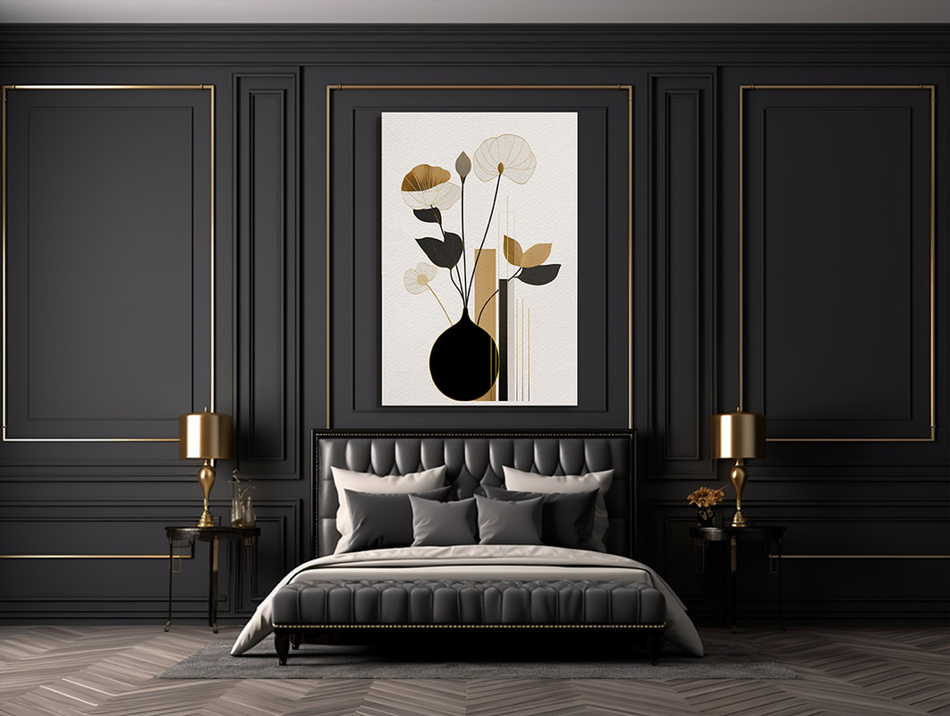  A still life composition that showcases a bountiful array of objects in a palette of black and gold.