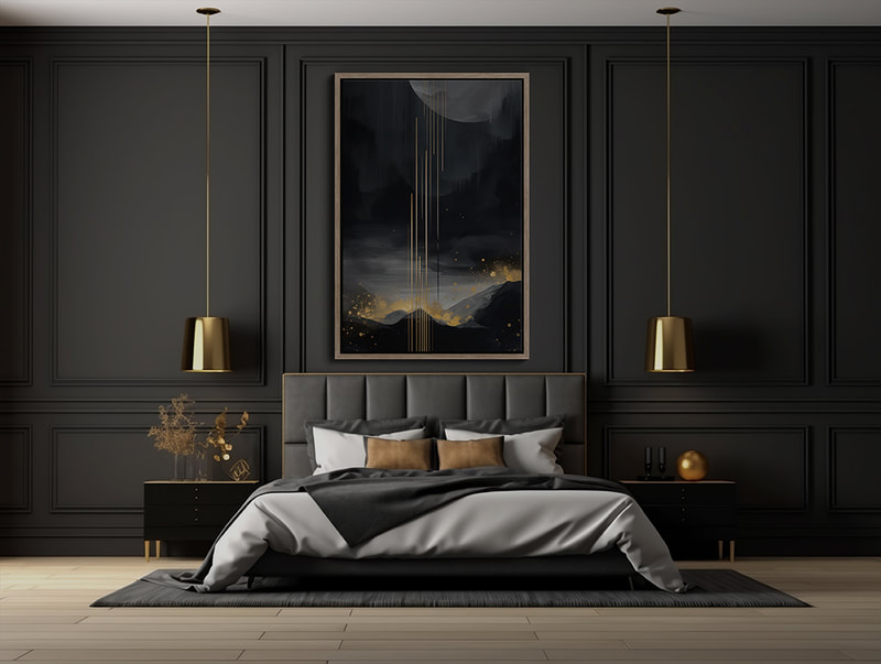 Minimalist Abstract Landscape in Black and Gold