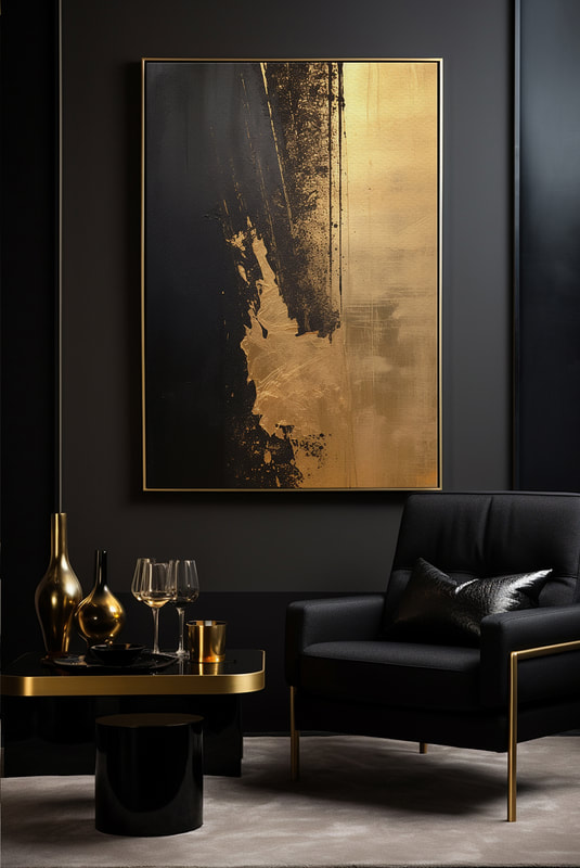 Black and Gold Abstract Art