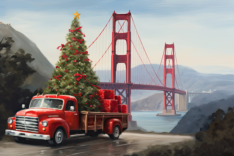 Red truck on tour - Christmas in California