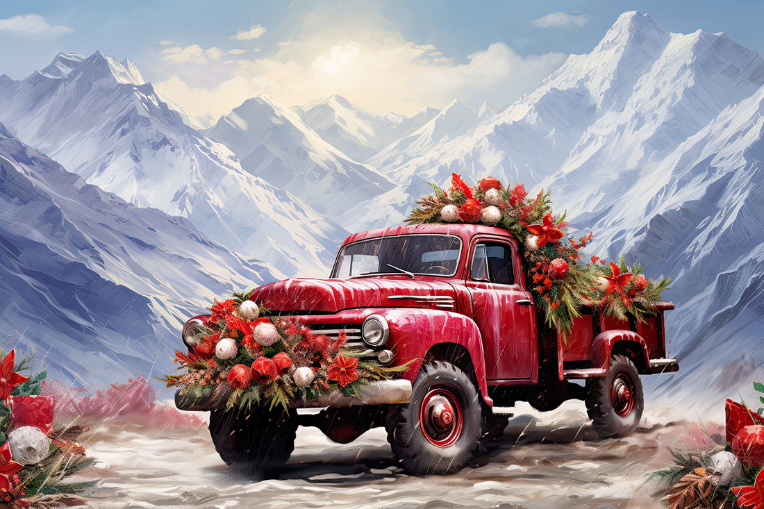 Iconic Red truck in Mount Everest