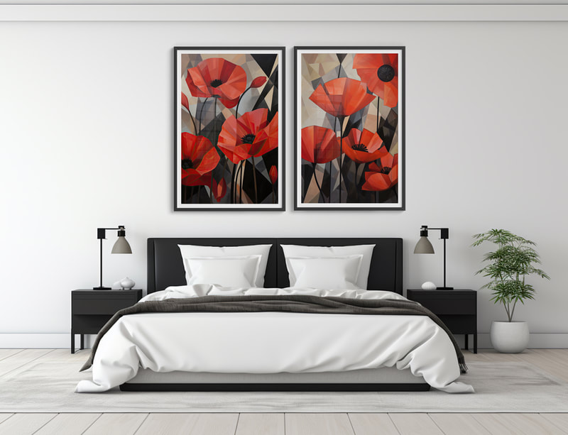 Red Poppies Minimalist Art
