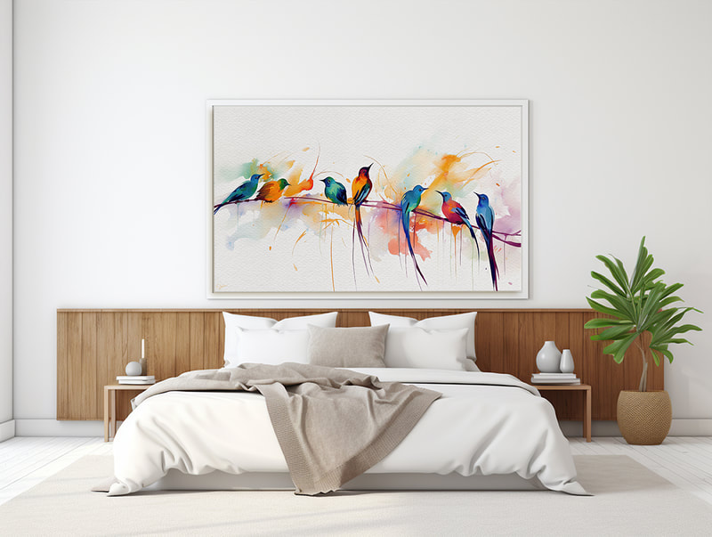 Colorful  Birds Modern Art
