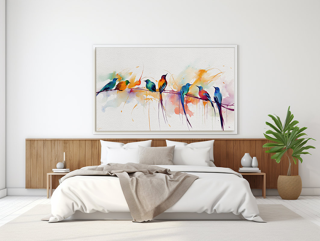 Modern Colorful Abstract Bird Paintings