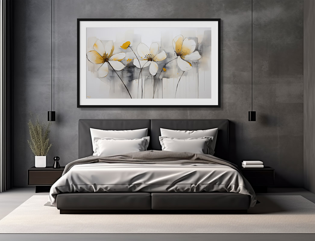 Delicate Yellow and Gray Florals Art