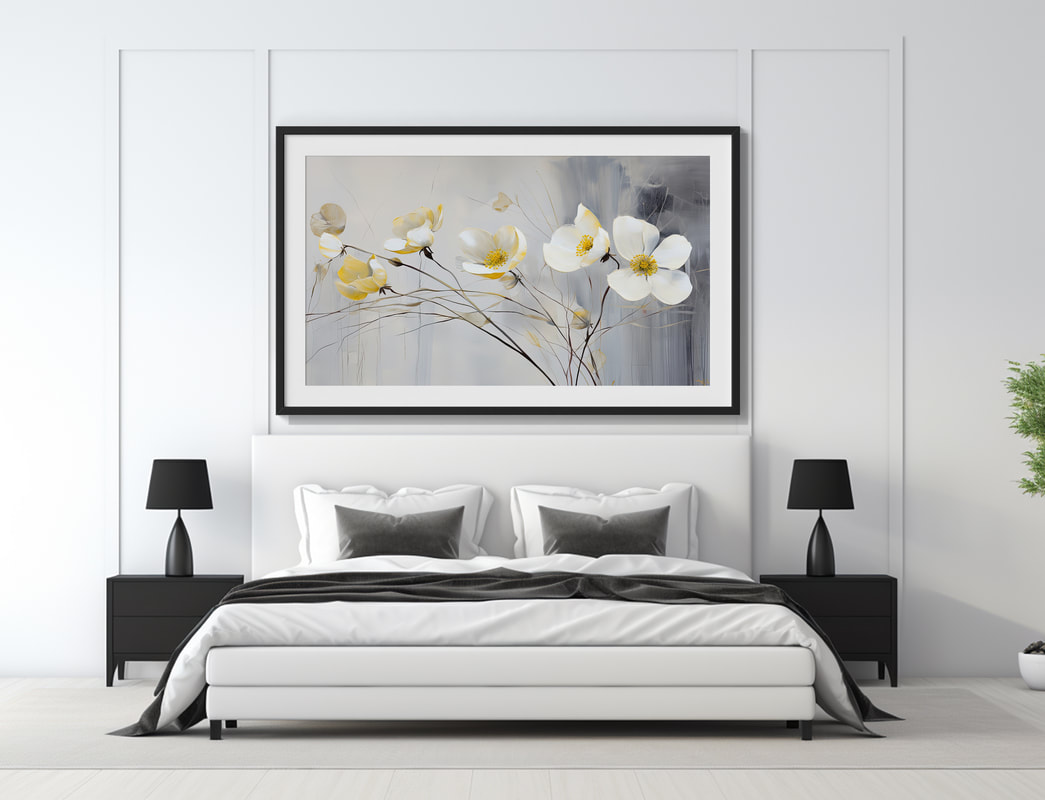 Yellow and Gray Modern Floral Art